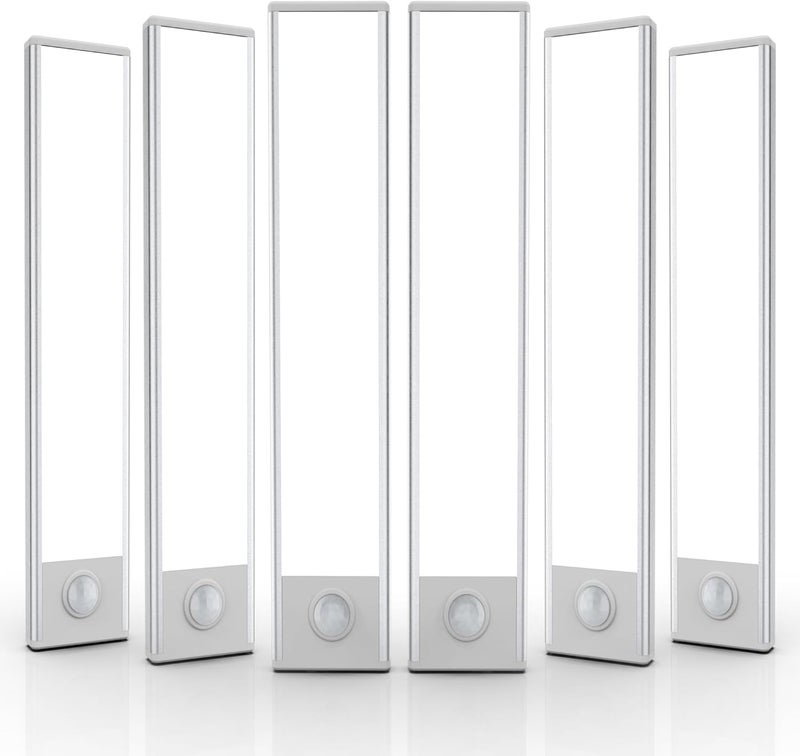 EVERDOSS 6 Pack Under Cabinet Lighting Wireless, 40 LED Rechargeable Battery Motion Sensor Light Indoor, Stick On Magnetic Closet Lights, Under Counter Lights for Kitchen, Stairs, White 10 in - Image 1